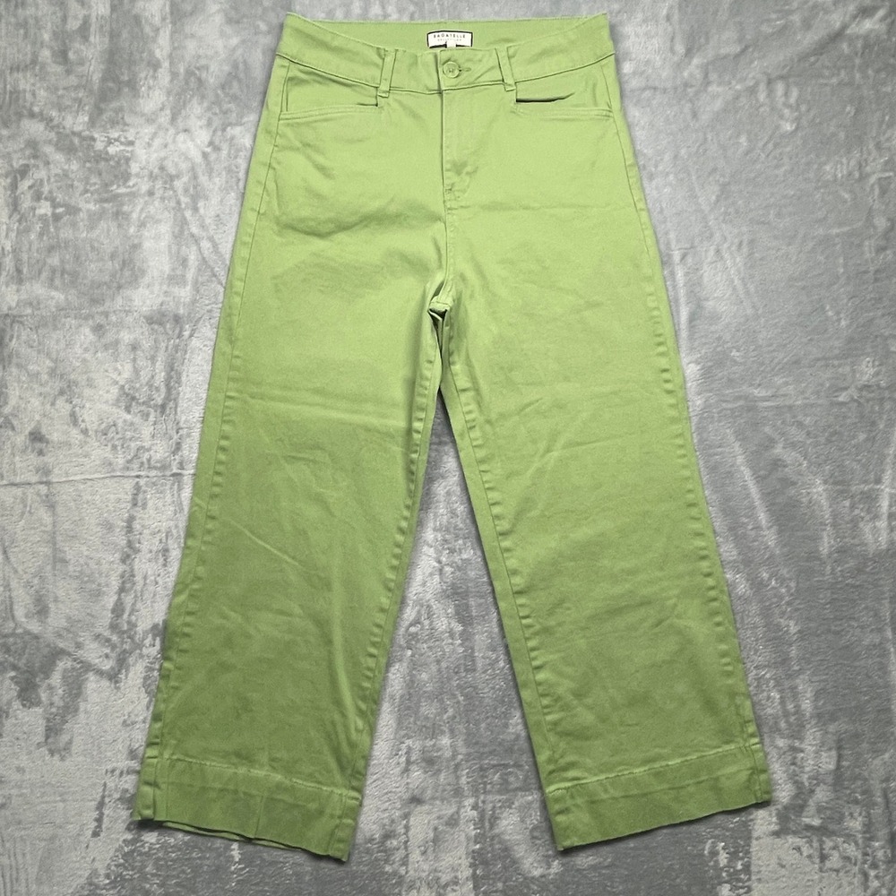 Bagatelle Collection Pants Womens 10 Green Wide Leg High Rise‎ Cropped Stretch